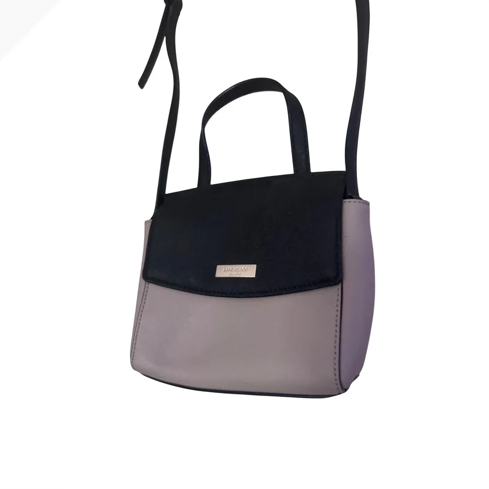 Kate Spade Laurel Mini Crossbody Leather Bi Tone‎ Black Almondine Bag